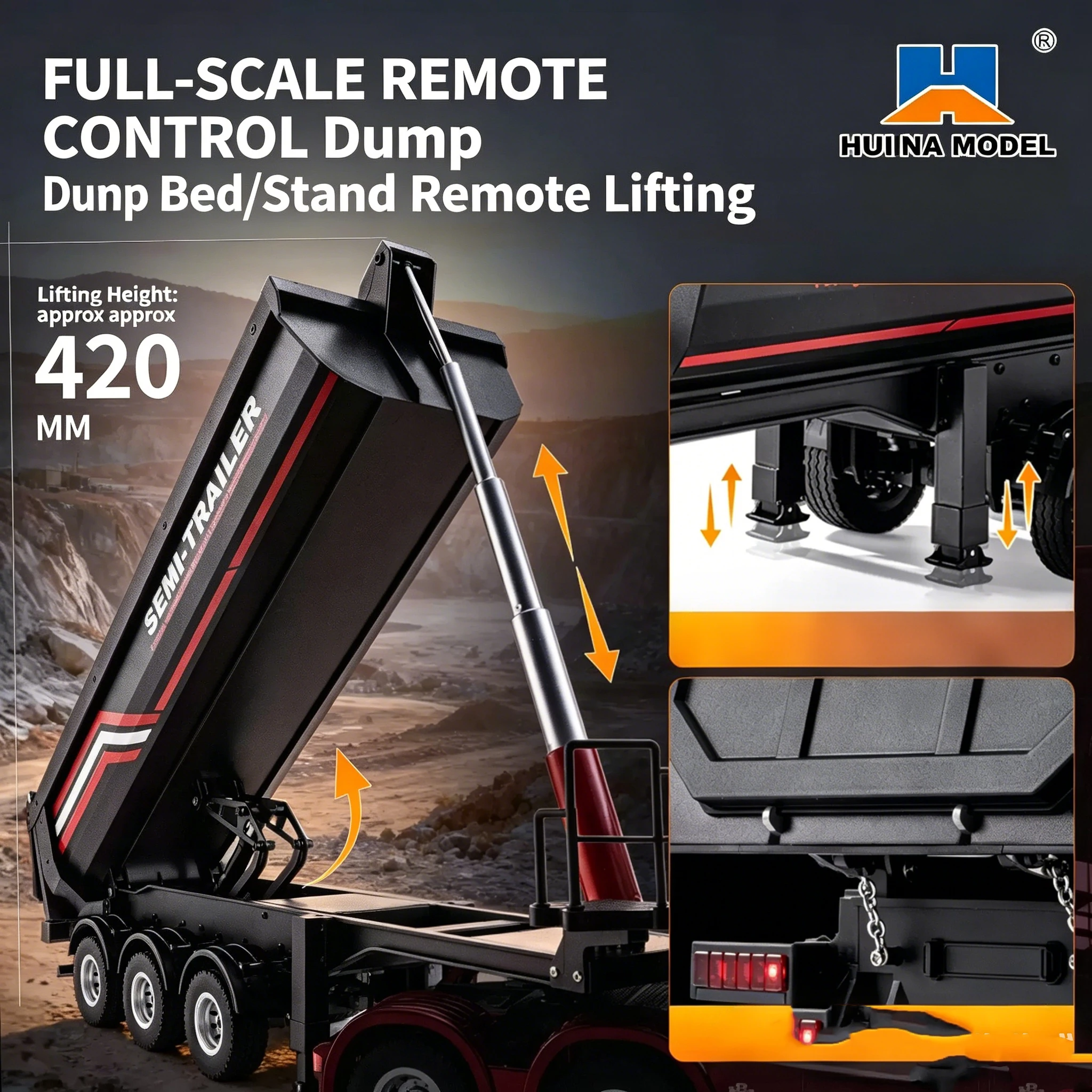 HUINA 1509 1/18 19CH Semirimor - Dump Truck Toy recensione e prezzo
